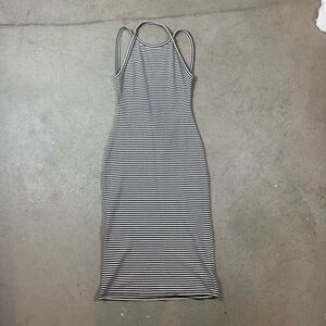 Silence + Noise Monochrome Striped Midi Dress